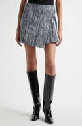 Ganni Tweed Cotton Pleated Wrap Miniskirt