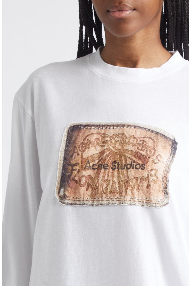 Edden Bow Logo Cotton Long Sleeve T-Shirt, Alternate, color, WHITE