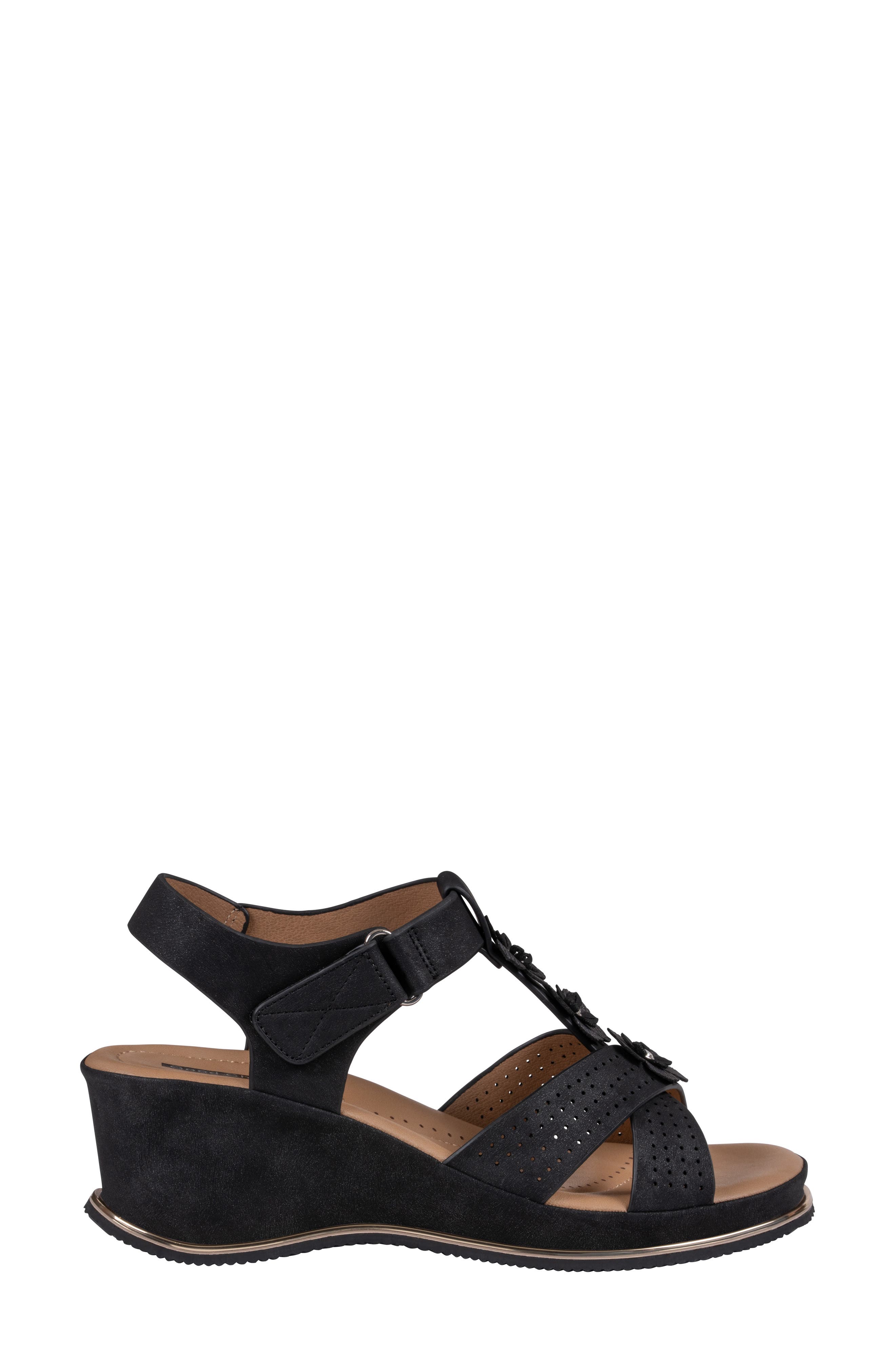 GOOD CHOICE NEW YORK Miko Wedge Sandal, Alternate, color, Black