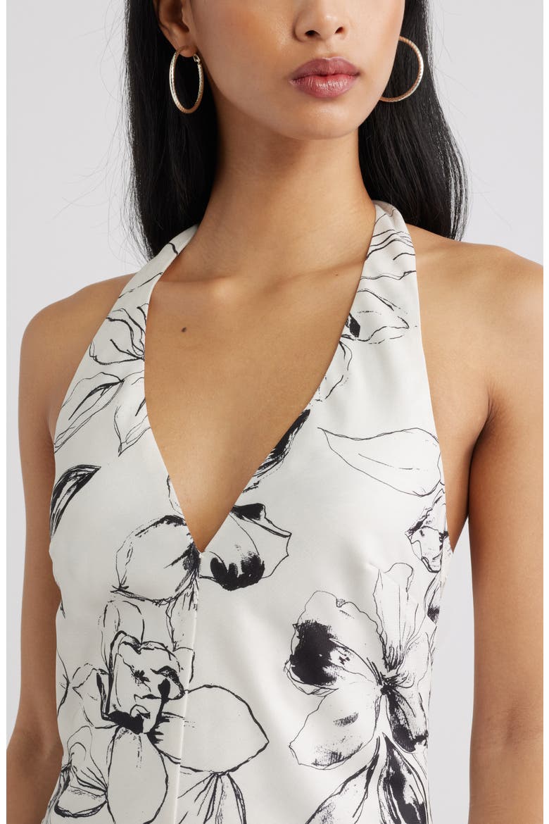 Halter Maxi Dress, Alternate, color, IVORY- BLACK FLOWERS