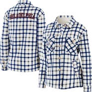 WEAR by Erin Andrews Women's WEAR by Erin Andrews Oatmeal Philadelphia 76ers Plaid Button-Up Shirt Jacket