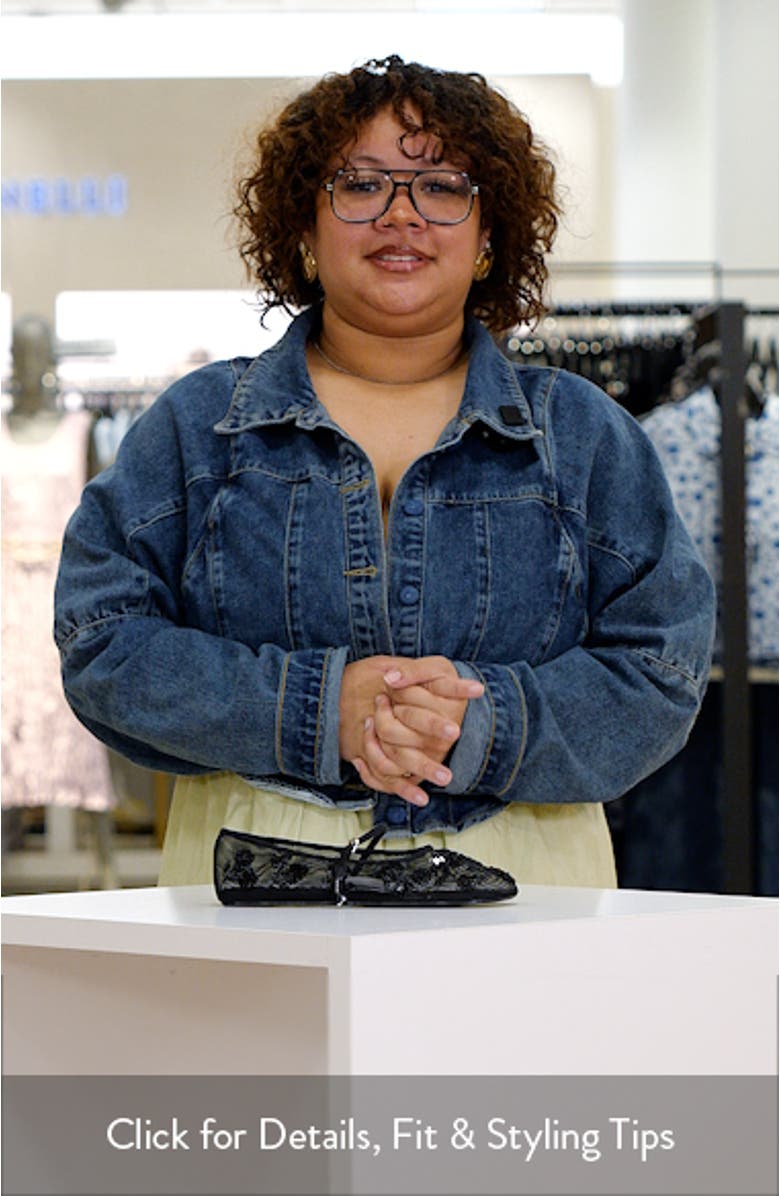 Buckle Strap Floral Embellished Mesh Ballerina Flat, sales video thumbnail