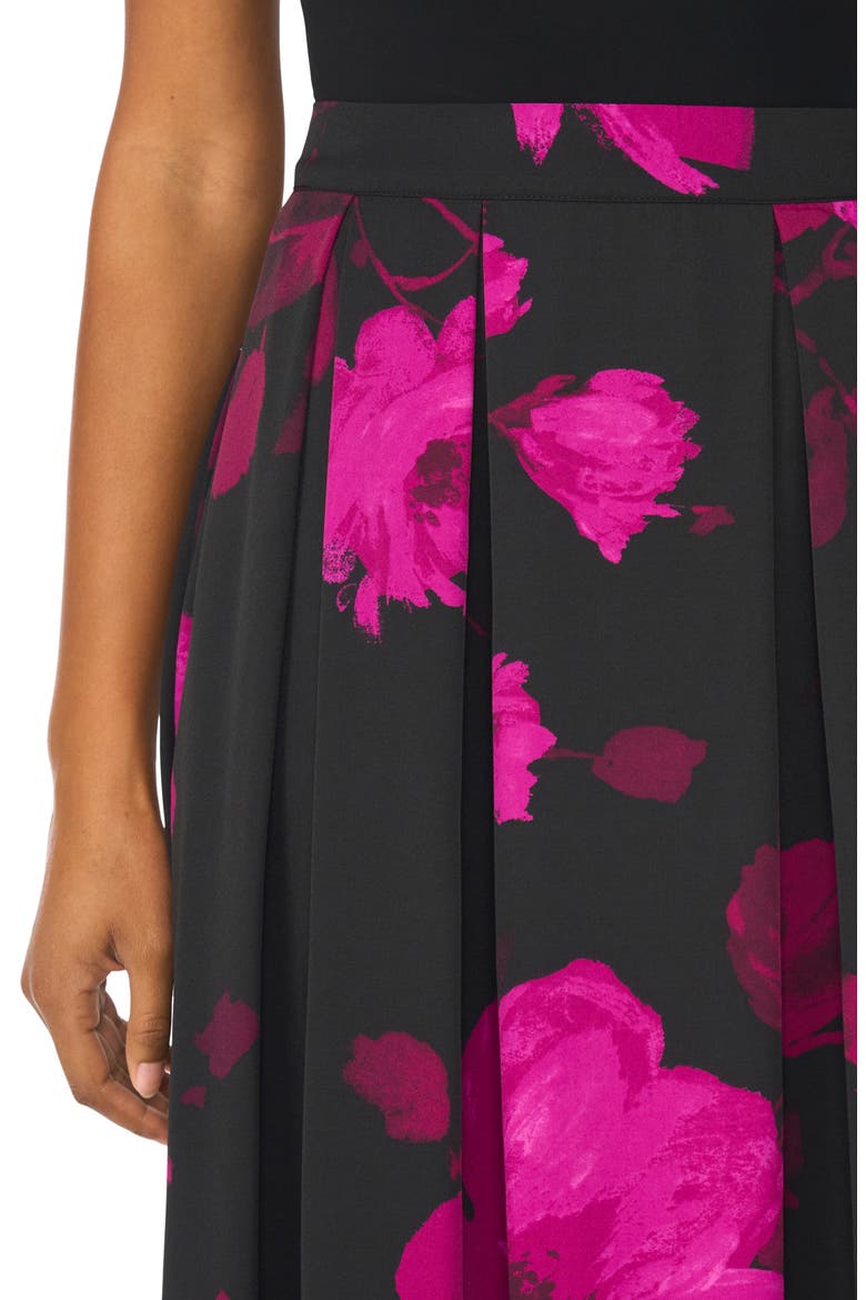 Double Pleated Midi Skirt, Alternate, color, RICH BLACK