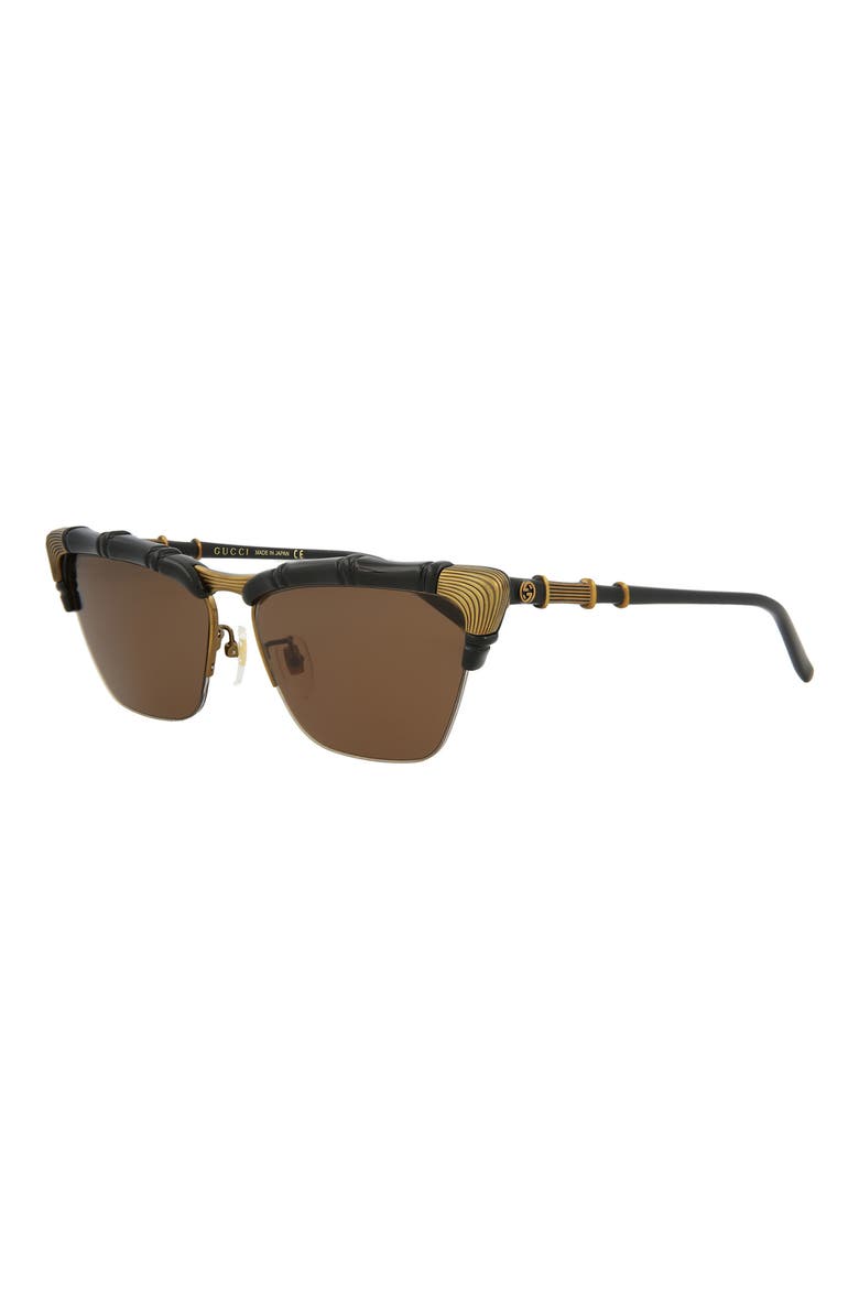 58mm Modified Cat Eye Sunglasses, Alternate, color, BLACK BLACK BROWN