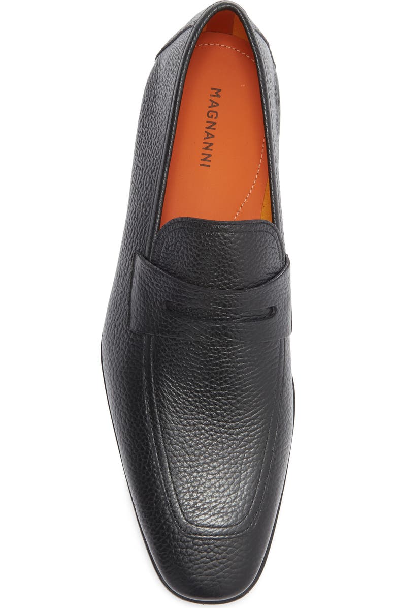 Magnanni Vince Leather Penny Loafer, Alternate, color, Black Pebble