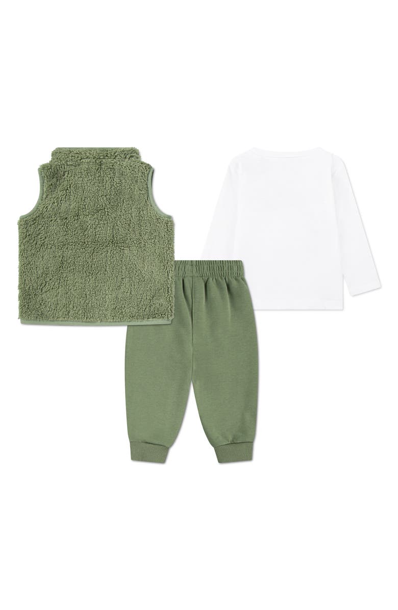 Nike Club Long Sleeve T-Shirt, Fleece Vest & Joggers Set, Alternate, color, Oil Green