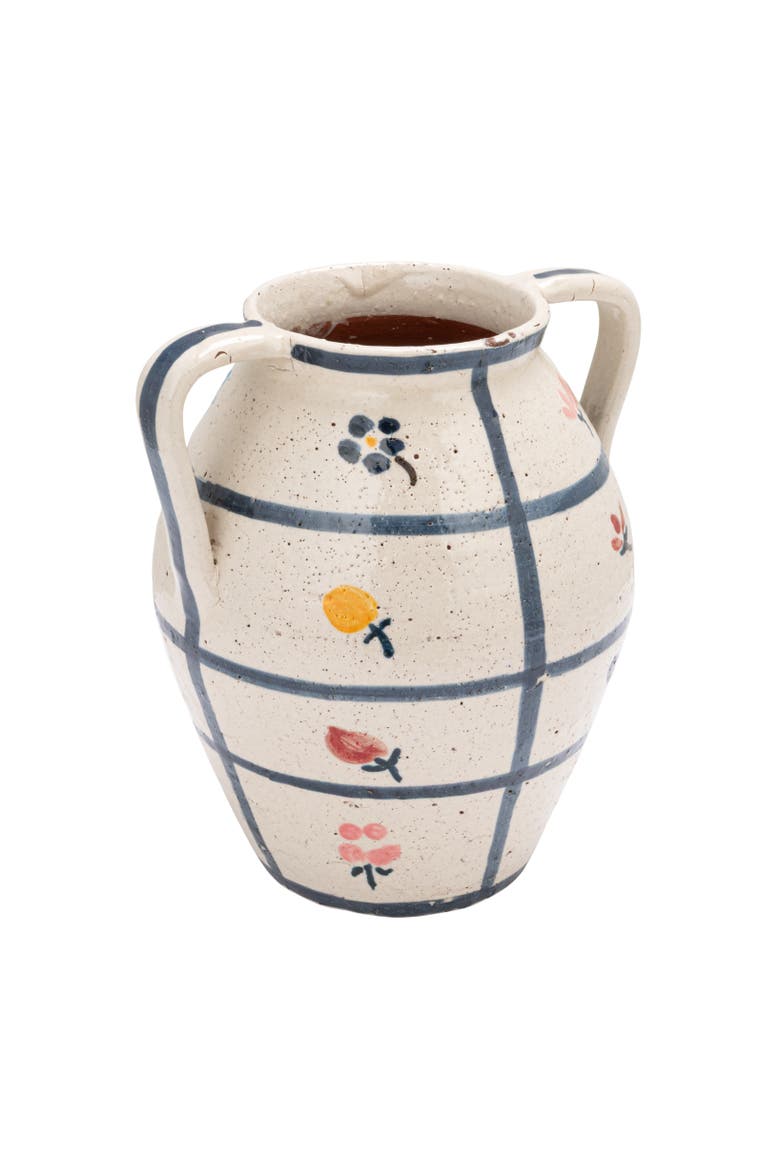 Hand-Painted Terra-cotta Urn, Main, color, Cream