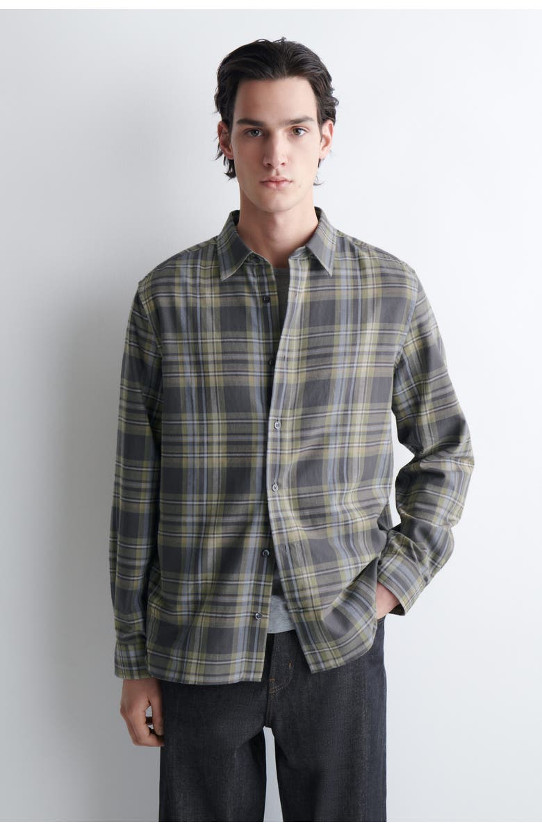 COS Checked Cotton-Twill Shirt, Main, color, Gray / Brown / Checked