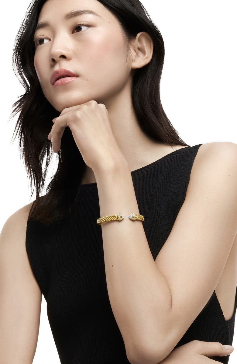 David Yurman Renaissance<sup>®</sup> Oval Cablespira Bracelet in 18K Yellow Gold with Diamonds, 7mm, Alternate, color, 18K Yellow Gold