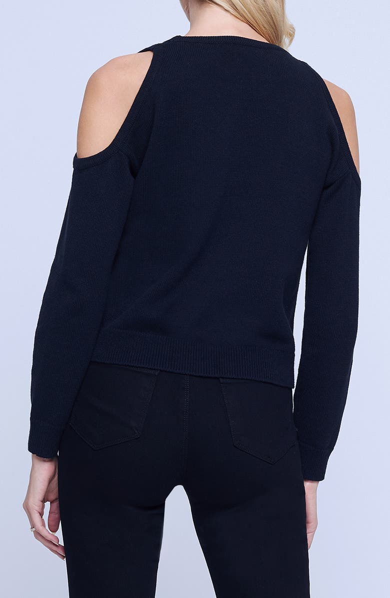 L'AGENCE Indy Chain Cold Shoulder Pullover, Alternate, color, Black