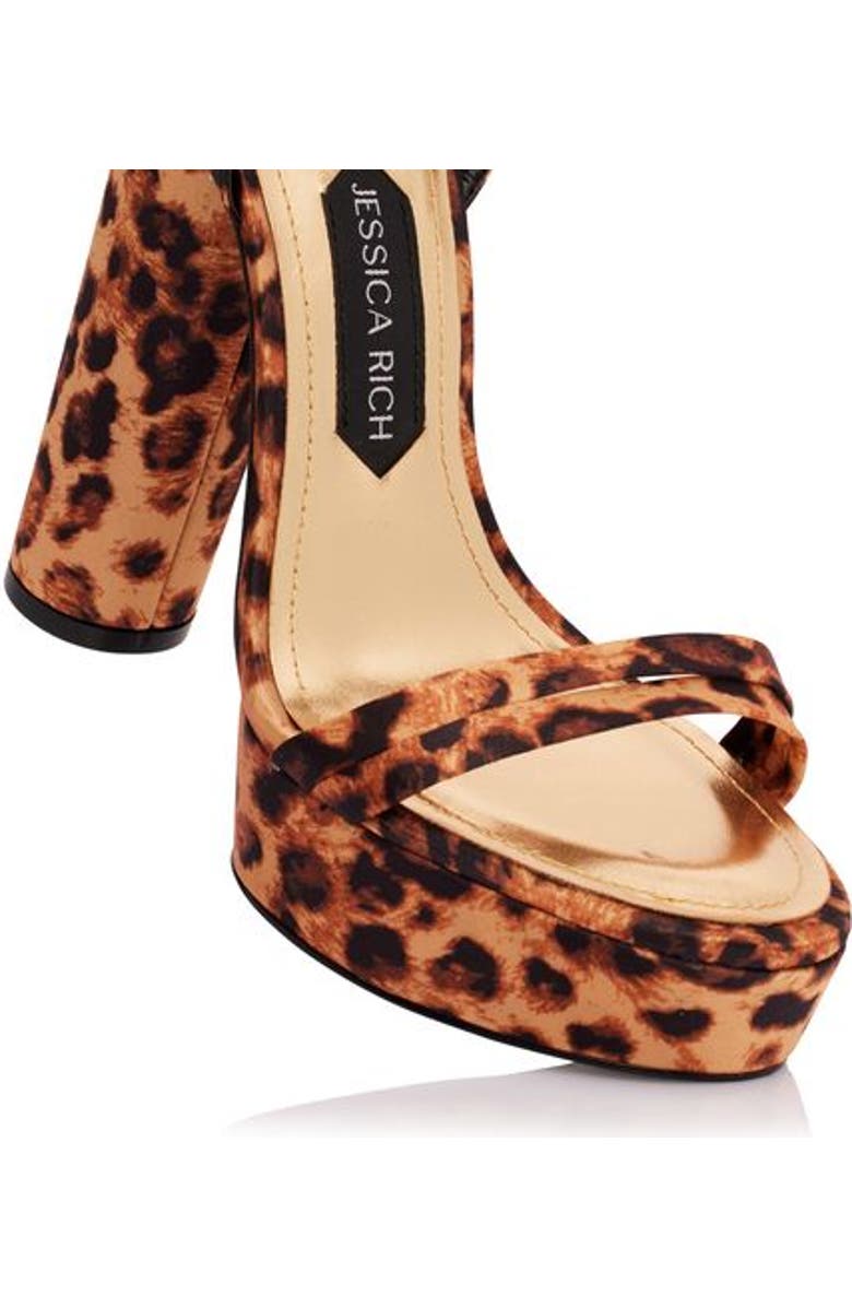JESSICA RICH Love Platform Sandal from Jessica Rich! An eye-catching new spin on the bestselling platform sandal brings sleek, monochromatic metallic to the comfort of a block heel, Alternate, color, Satin Leopard