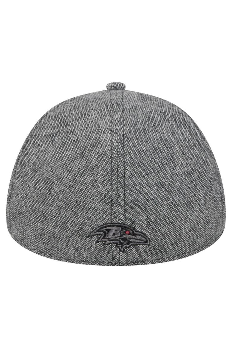 Men's New Era Black Baltimore Ravens Peaky Duckbill Fitted Hat, Alternate, color, Gray