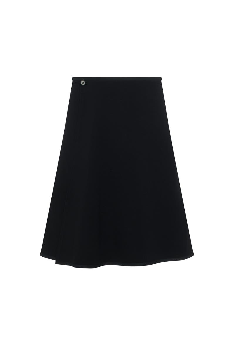 Ponte Flare Faux Wrap Skirt with Adjustable Elastic Waist, Main, color, Black