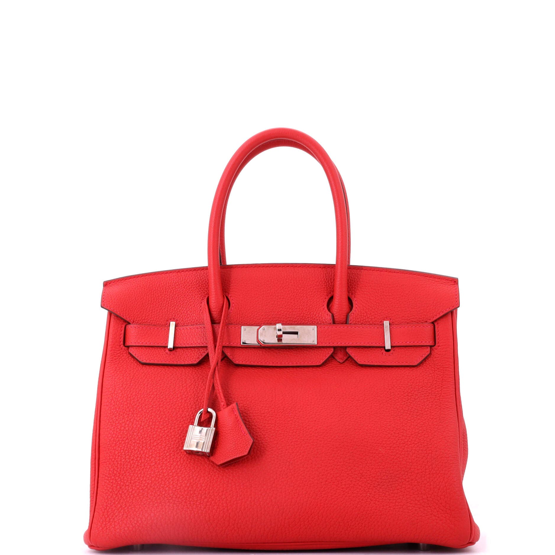 Pre-Owned Hermes Birkin Handbag Red Togo with Palladium Hardware 30, Main, color, Geranium