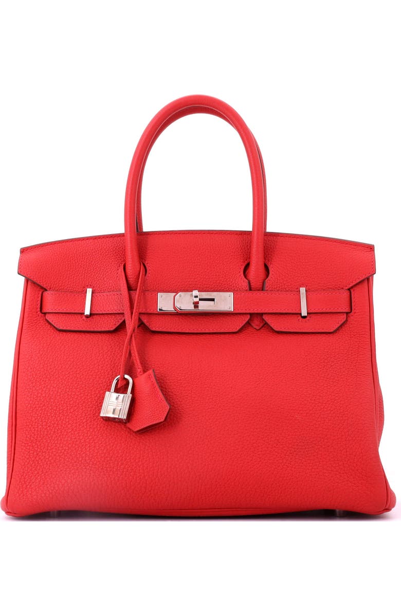 Pre-Owned Hermes Birkin Handbag Red Togo with Palladium Hardware 30, Main, color, Geranium