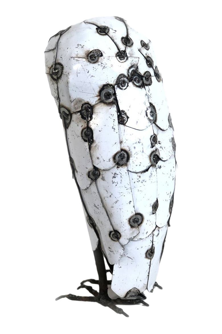 Snowy White Owls - Recycled Metal, Alternate, color, White