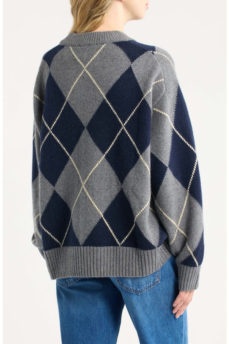 Cove Oversize Recycled Cashmere & Wool Sweater, Alternate, color, THUNDER MULTI ARGYLE