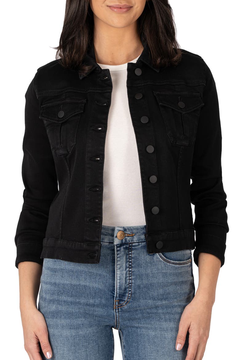 Julia Crop Denim Trucker Jacket, Main, color, BLACK JM