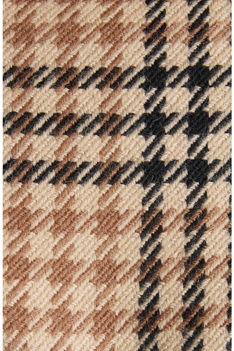 Double Breasted Houndstooth Wool Longline Coat, Alternate, color, SAND/ BLACK
