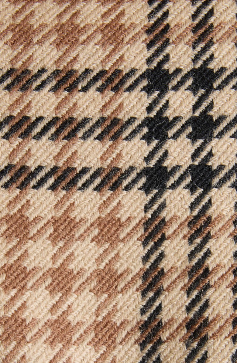 Valentino Double Breasted Houndstooth Wool Longline Coat, Alternate, color, Sand/ Black