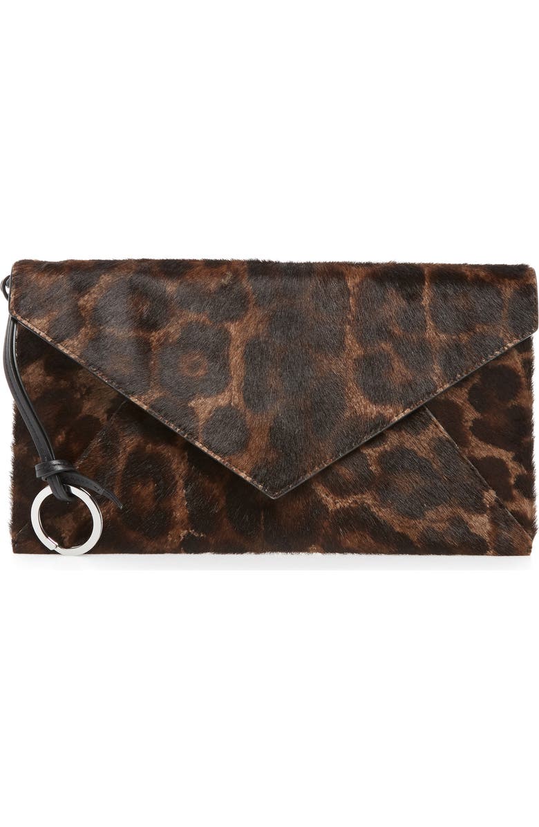 AllSaints Voltaire Large Envelope Genuine Calf Hair Clutch, Main, color,