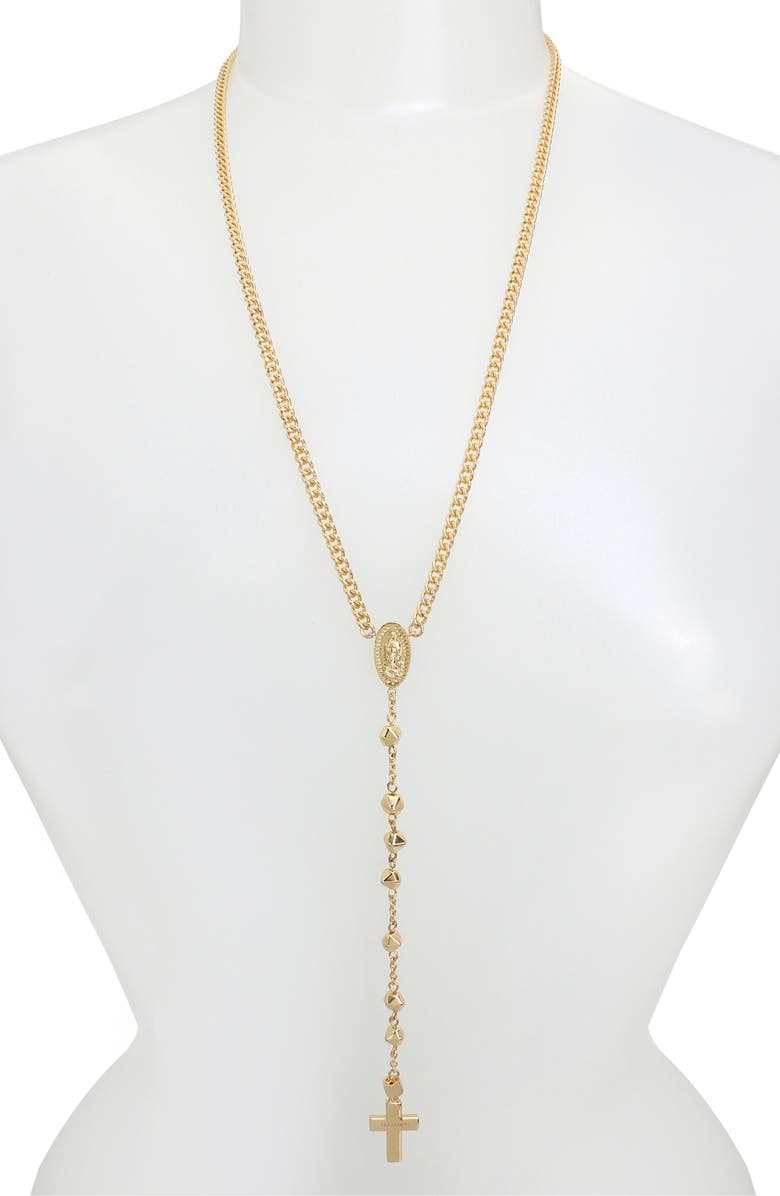 AllSaints Cross Y-Necklace, Alternate, color,