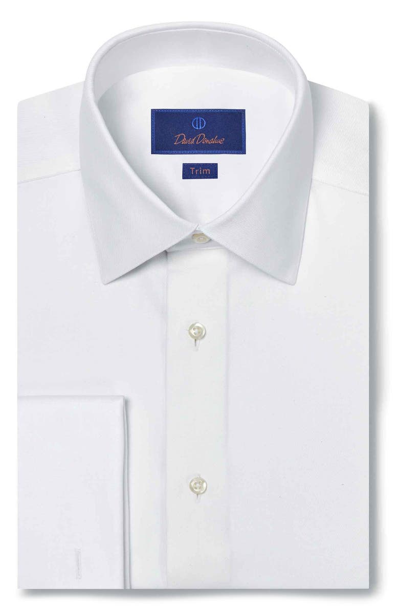 David Donahue Trim Fit Performance Twill Formal Shirt, Main, color, White