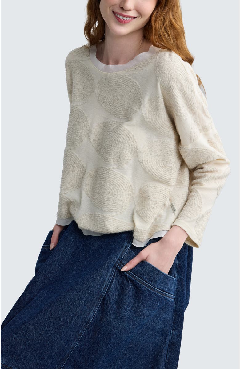 LUUKAA Riley Textured Hemp & Cotton Jacquard Blouse, Alternate, color, Nature