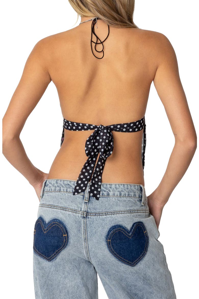 Dot Chiffon Halter Top, Alternate, color, BLACK-AND-WHITE