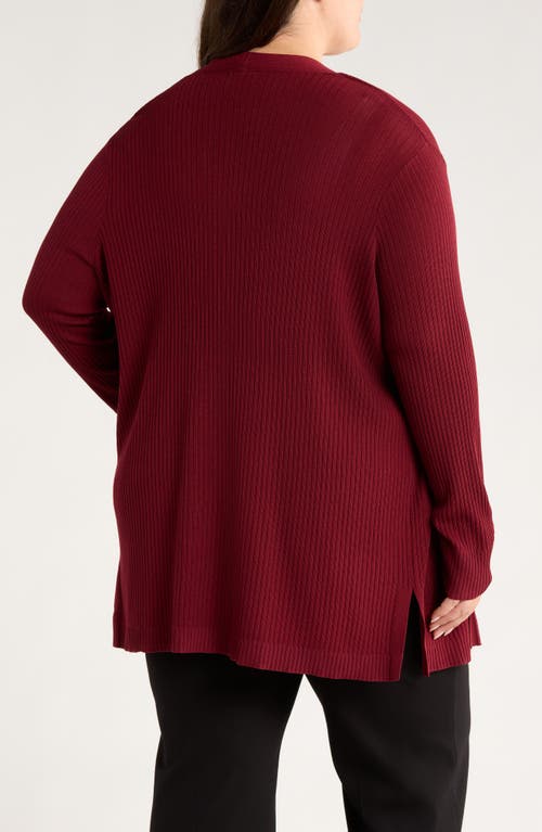 Jones New York Plus Size Open-front Long-sleeve Cardigan In Burgundy