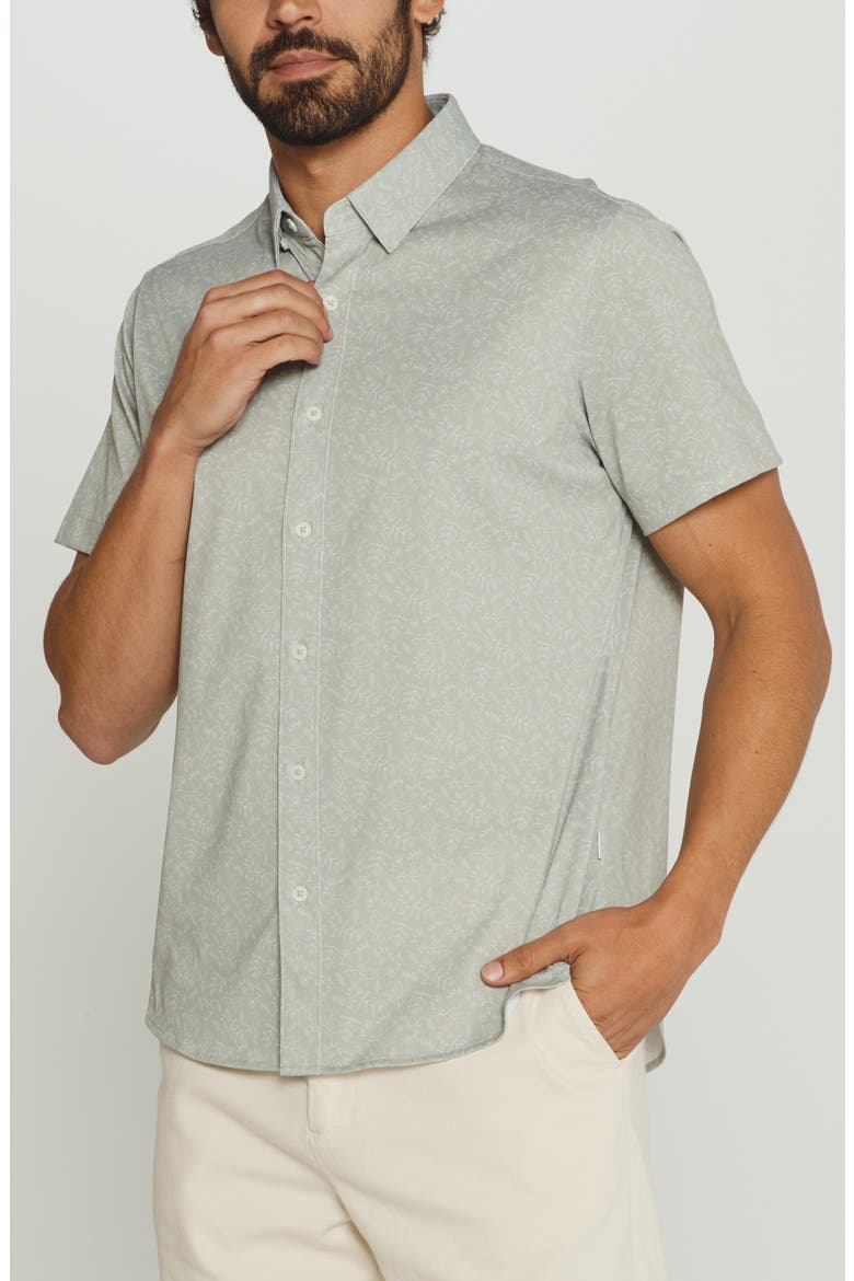 Eden Floral Short Sleeve Button-Up Shirt, Main, color, PASTEL GREEN