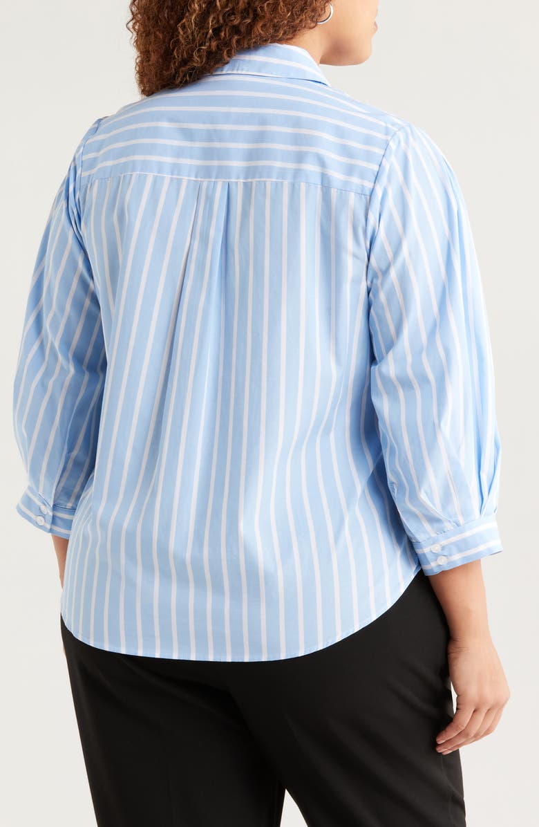 Anne Klein Stripe Cotton Button-Up Shirt, Alternate, color, 