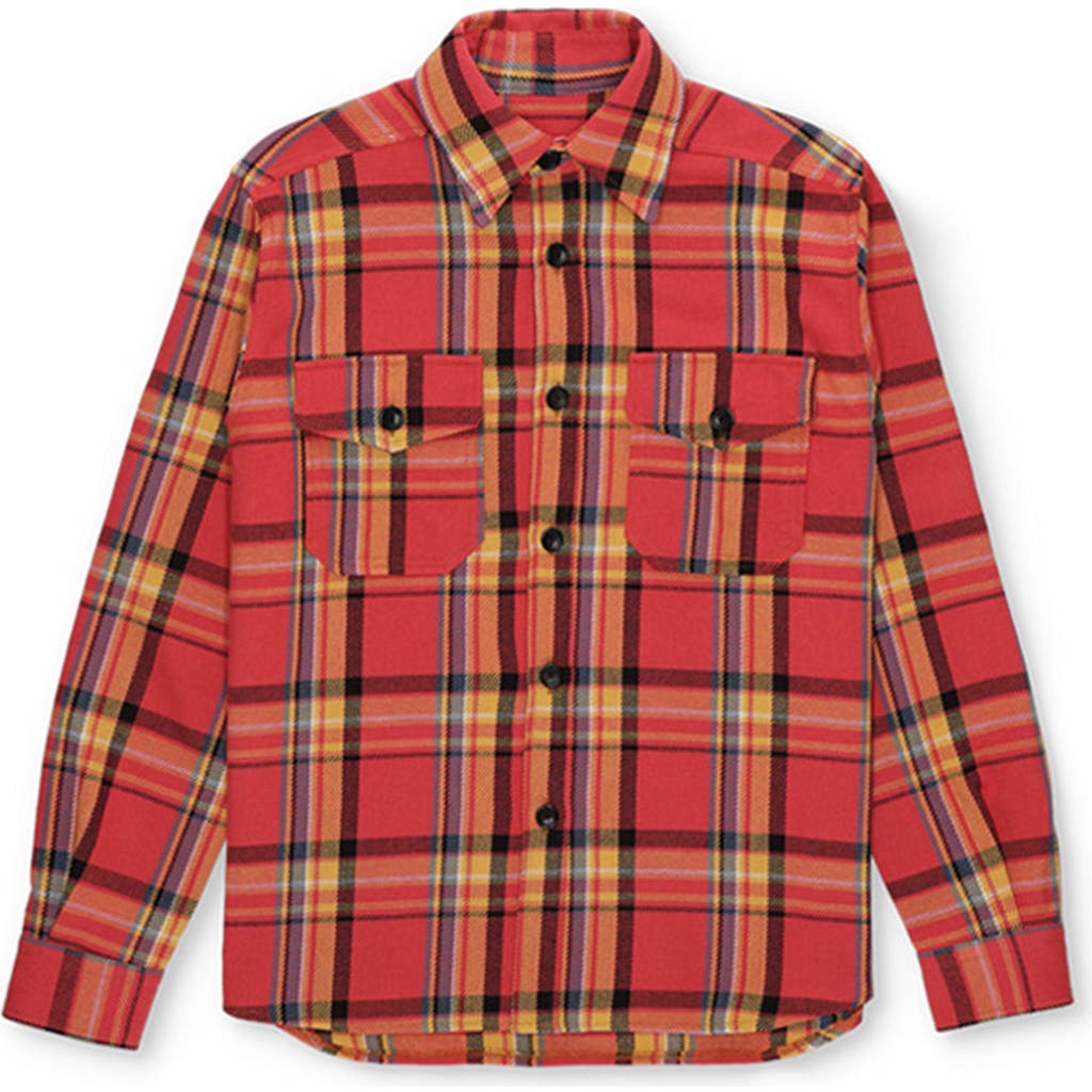 Fortela Kenny Cotton Check Overshirt In Red