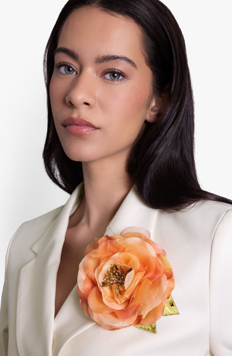Helena Simon The Peach Open Rose Floral Brooch, Alternate, color, Peach