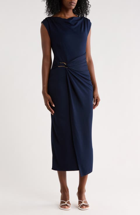 Asymmetric Shirred Waist Body-Con Dress