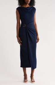 Halogen® Asymmetric Shirred Waist Body-Con Dress