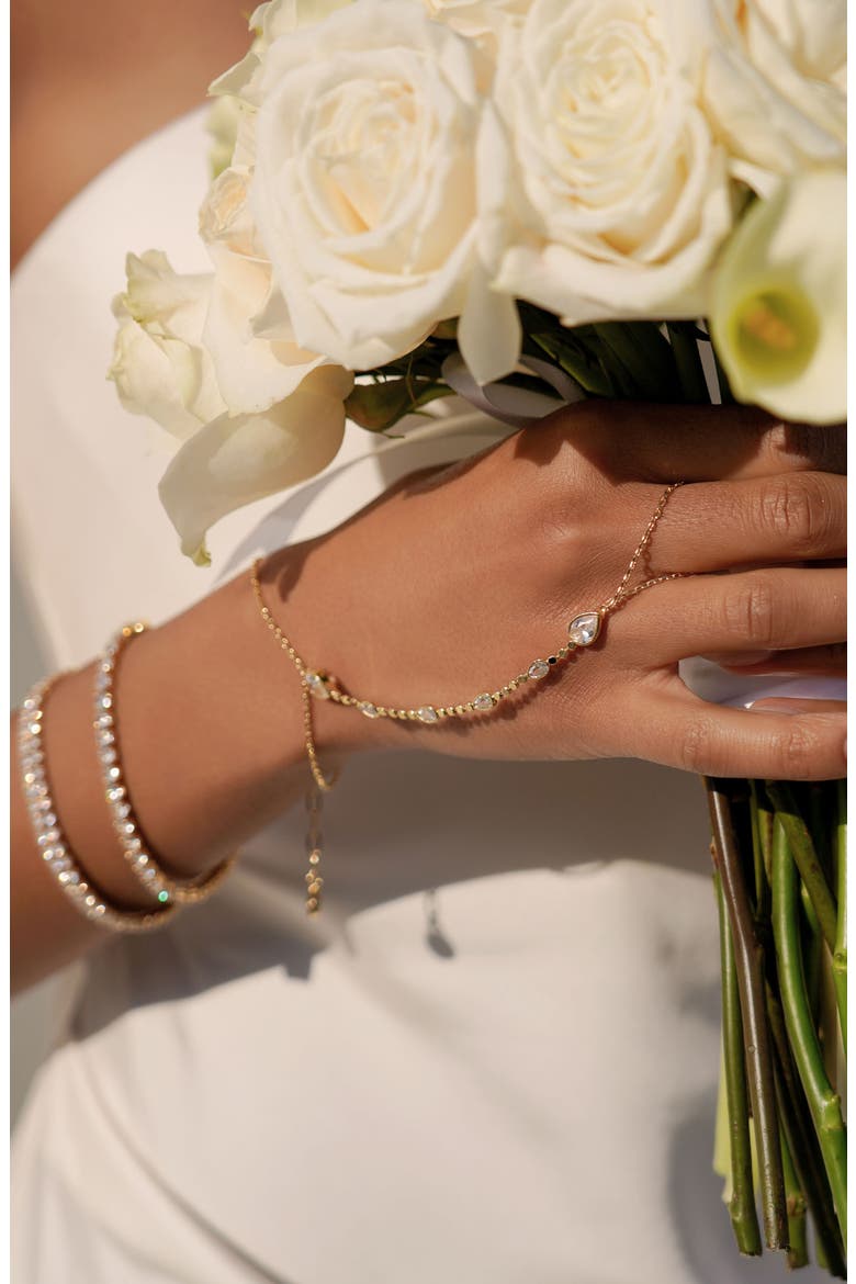 Cubic Zirconia Bezel Hand Chain, Alternate, color, GOLD