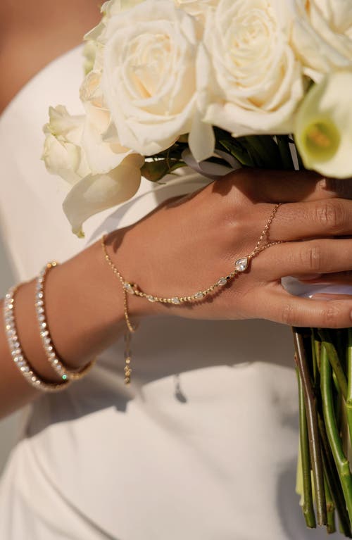 Ettika Cubic Zirconia Bezel Hand Chain In Gold