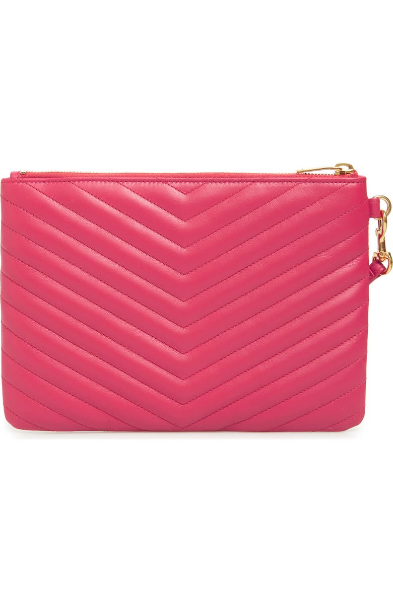 Saint Laurent 'Small Monogram' Print Leather Wristlet, Alternate, color,