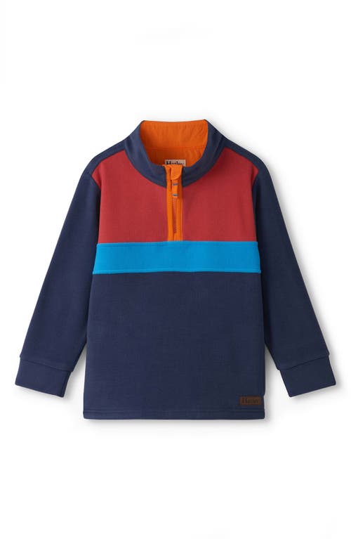 Hatley Kids' Colorblock Fleece Half-zip Pullover In Blue