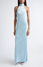 Ramy Brook Tatiana Halter Neck Satin Gown