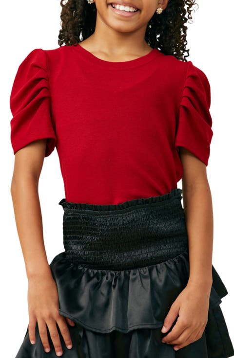 Kids' Rib Knit Puff Sleeve Top