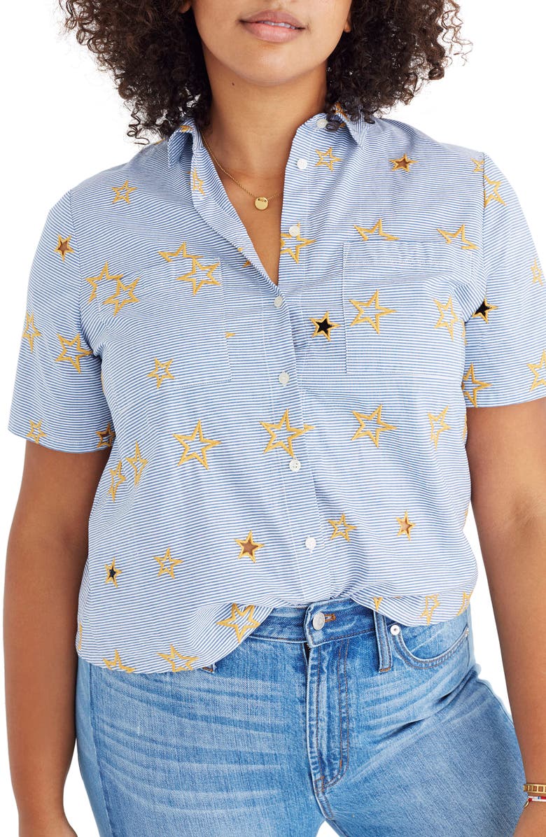 Madewell Star Embroidered Stripe Shirt, Alternate, color,