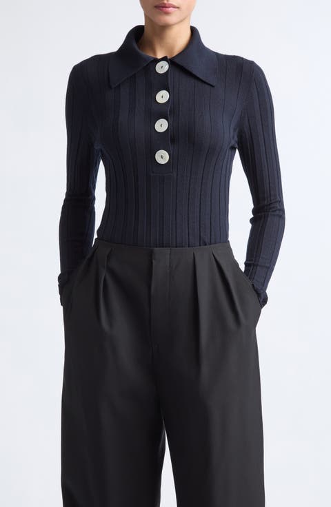 Sugarman Long Sleeve Virgin Wool Rib Polo