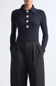 NACKIYÈ Sugarman Long Sleeve Virgin Wool Rib Polo