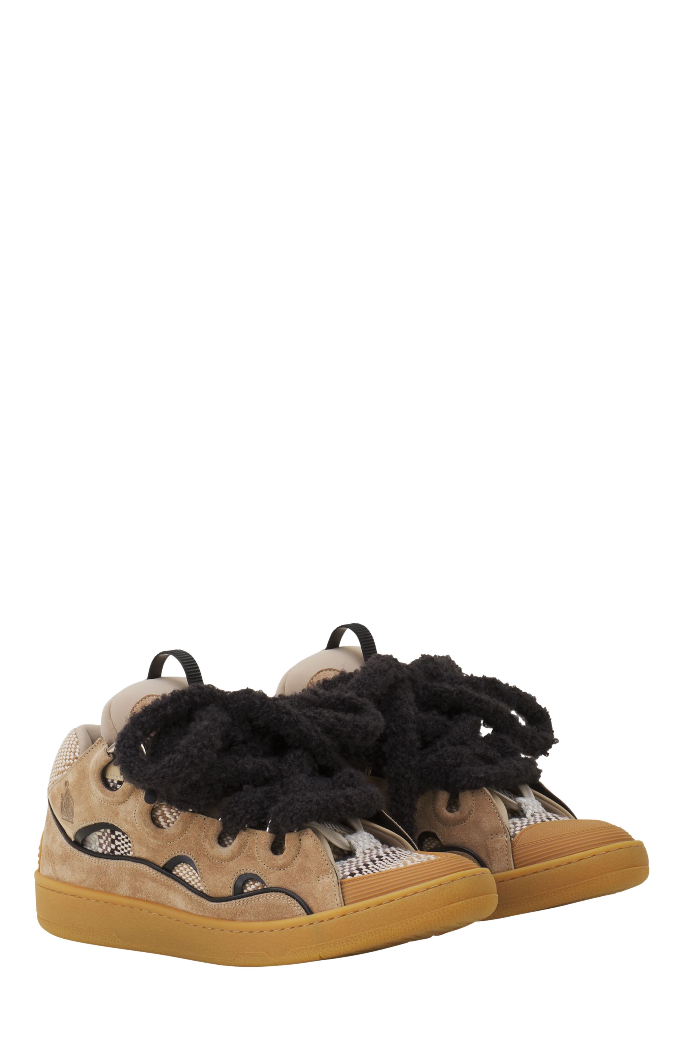 Curb Suede Sneakers With Mesh Laces, Alternate, color, Hemp