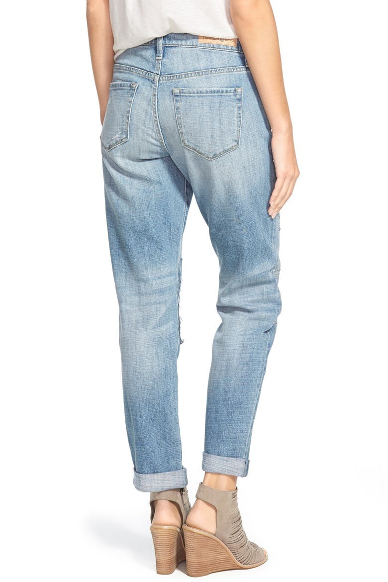 Treasure&Bond Boyfriend Jeans, Alternate, color, RUSTIC LIGHT PATCHED