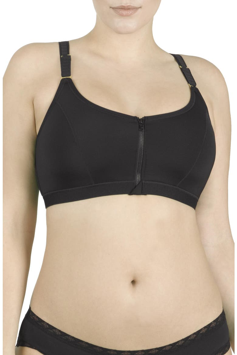 Yogi Front Zip Wireless Sports Bra, Main, color, Black