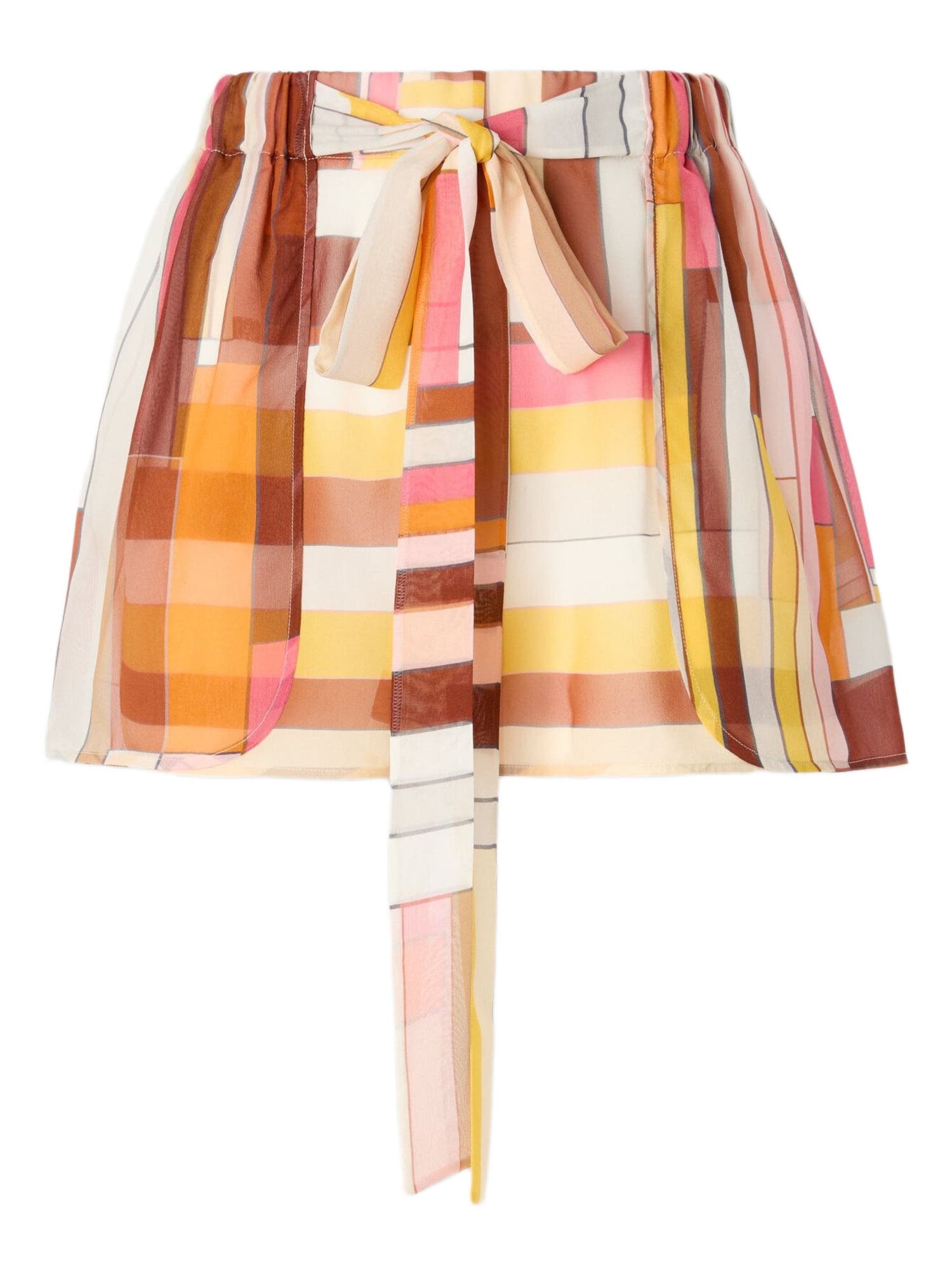 Printed Silk Cover-up Shorts With Belt - image 2