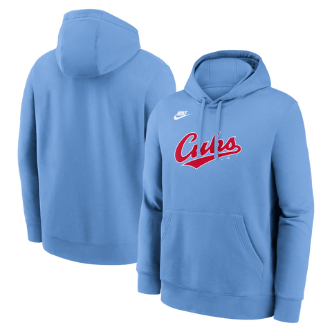 Men's Nike Light Blue Chicago Cubs Cooperstown Collection Wordmark Club Hoodie